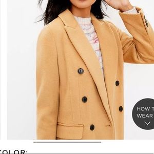 Oversized Loft double breasted wool blend camel coat